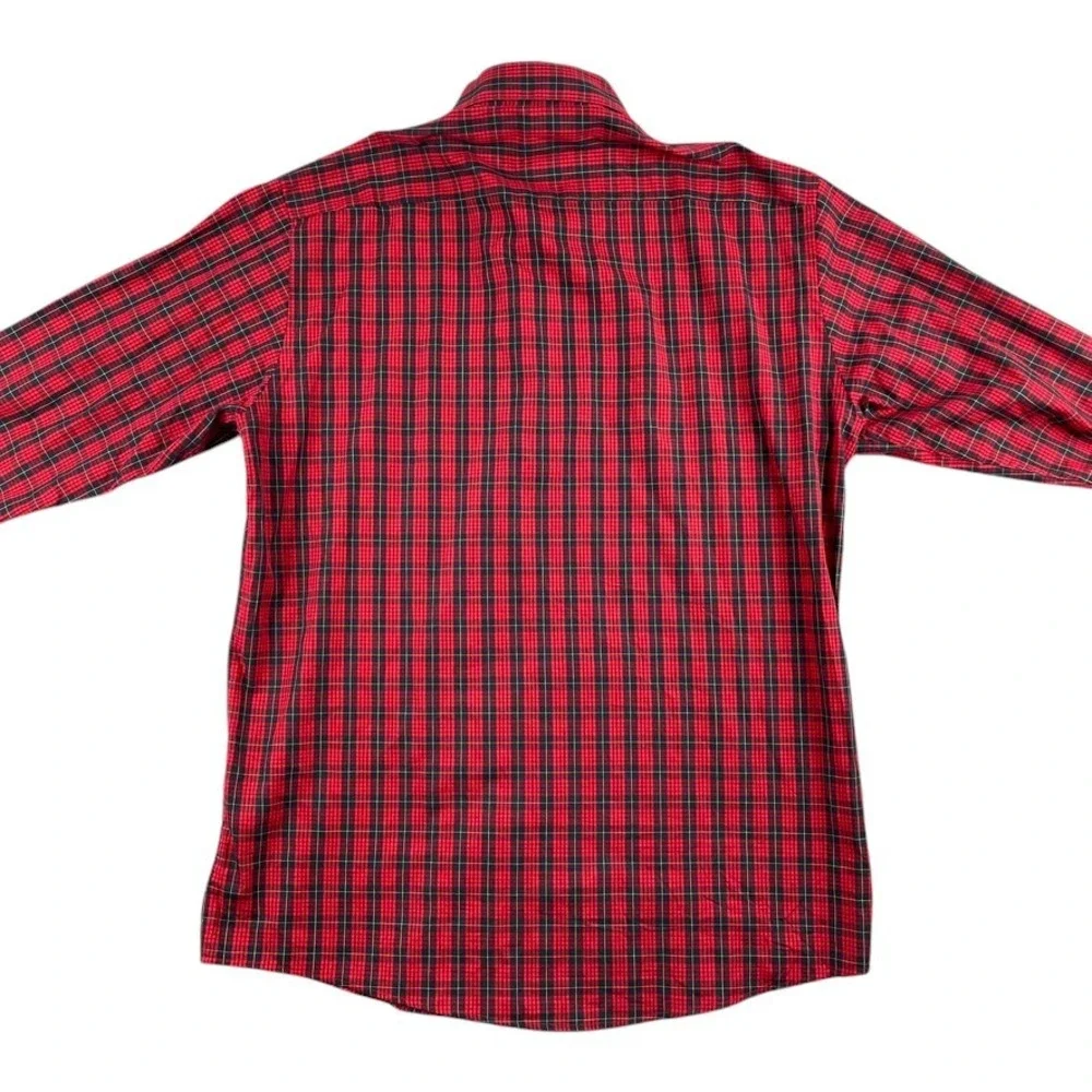 Venti Shirt Mens L Red Plaid Button Up Long Sleeve Cotton Casual Lightweight EUC - Picture 4 of 7